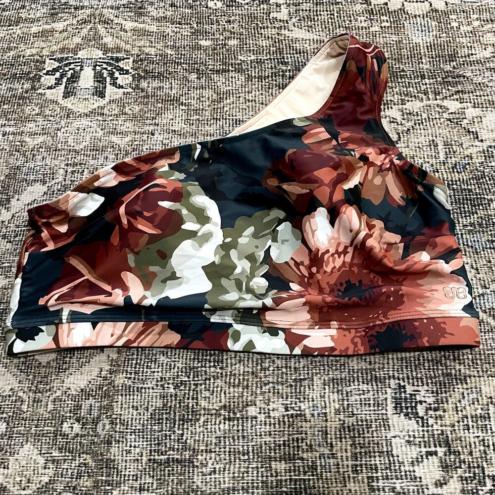 Albion Swim Icon Asymmetrical Floral Bikini Top Swimming Suit Women's Size XL